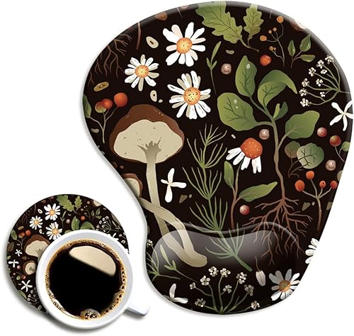 Miniatura 7 de DOOKE Alfombrilla ergonómica para mouse con soporte de muñeca y posavasos, con base de poliuretano antideslizante para el hogar, oficina, trabajo,