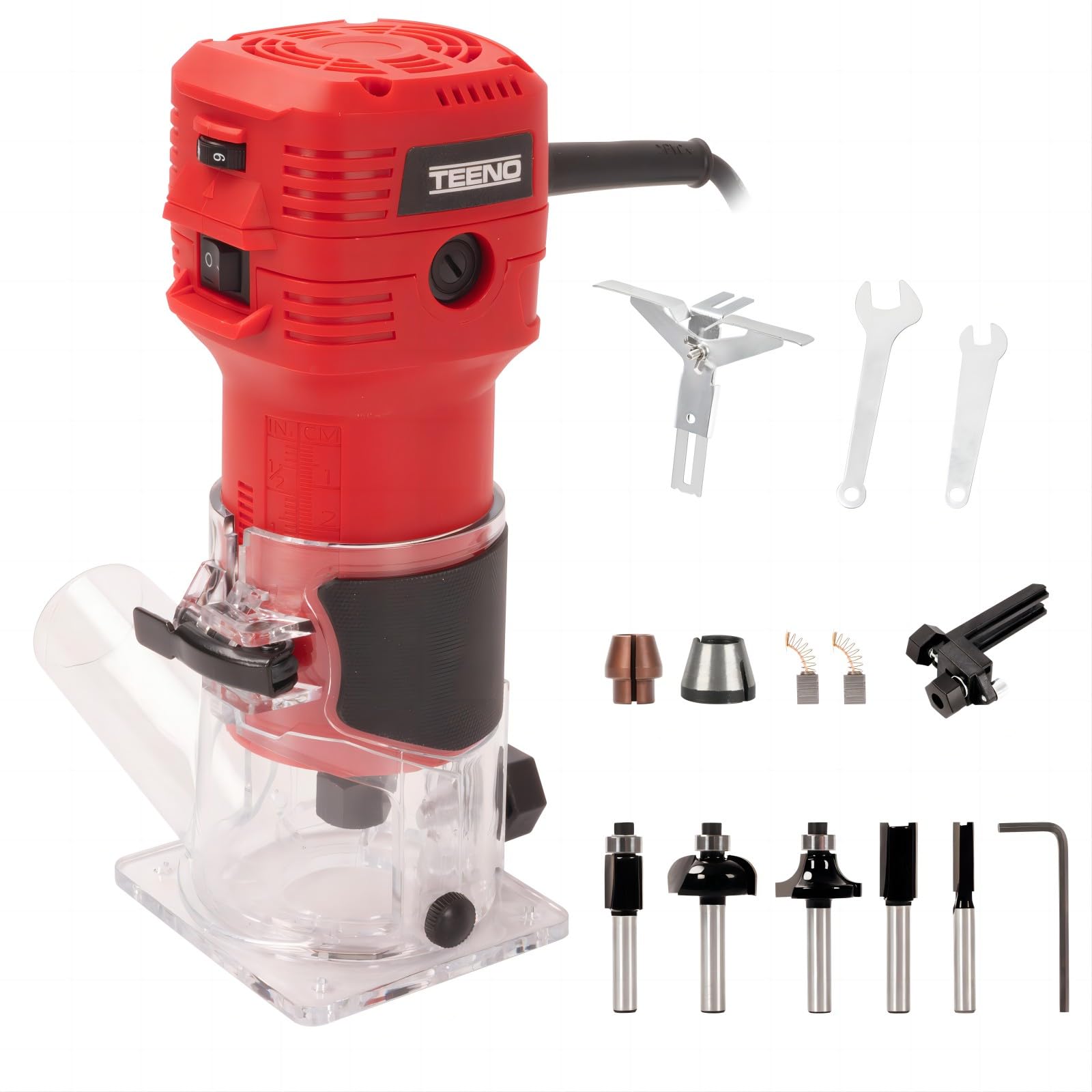 TEENO Electric Hand Palm Router, Trimmer Laminate Wood Working Joiners Tool, Compact Router with Trimmer Base, 1/4(6.35mm)