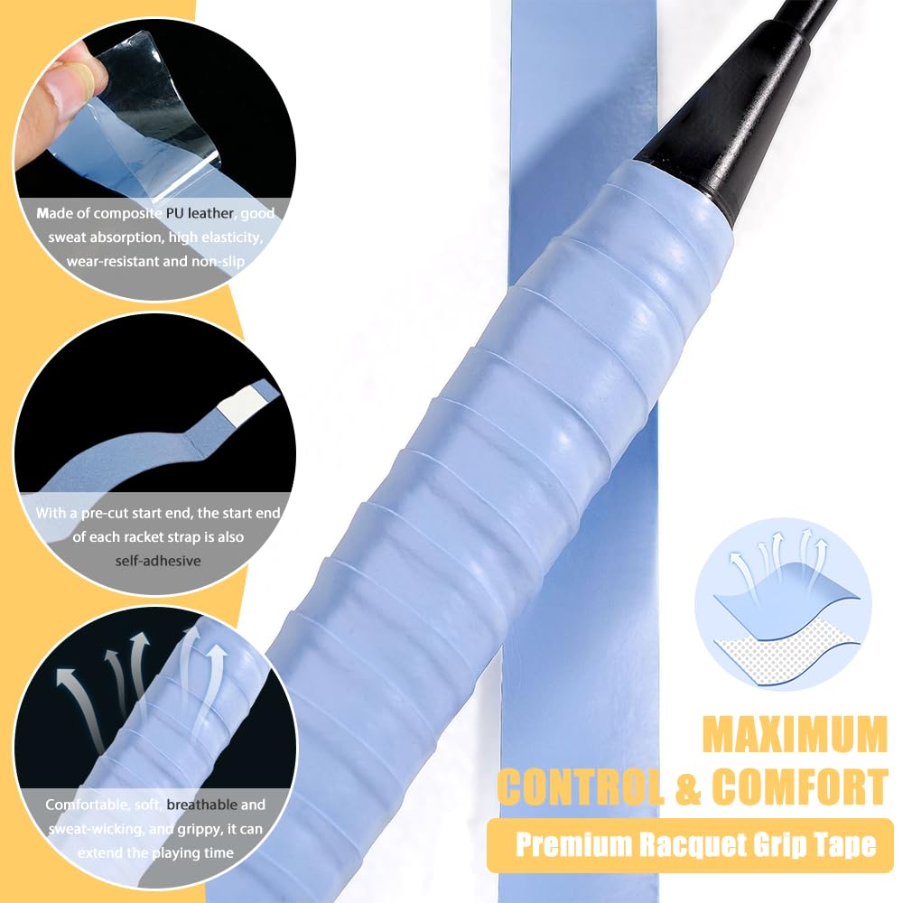 Grip Tennis - Grip Raquette de Tennis Surgrip Overgrip Antidérapant Grip Badminton pour Tennis Raquette de Raquette de Pêche de Badminton Squash
