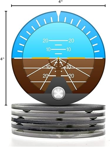 Miniatura 10 de Juego de 6 posavasos para instrumentos de aviación, instrumentos de vuelo modernos, acrílicos, divertidos posavasos de aviación para bebidas