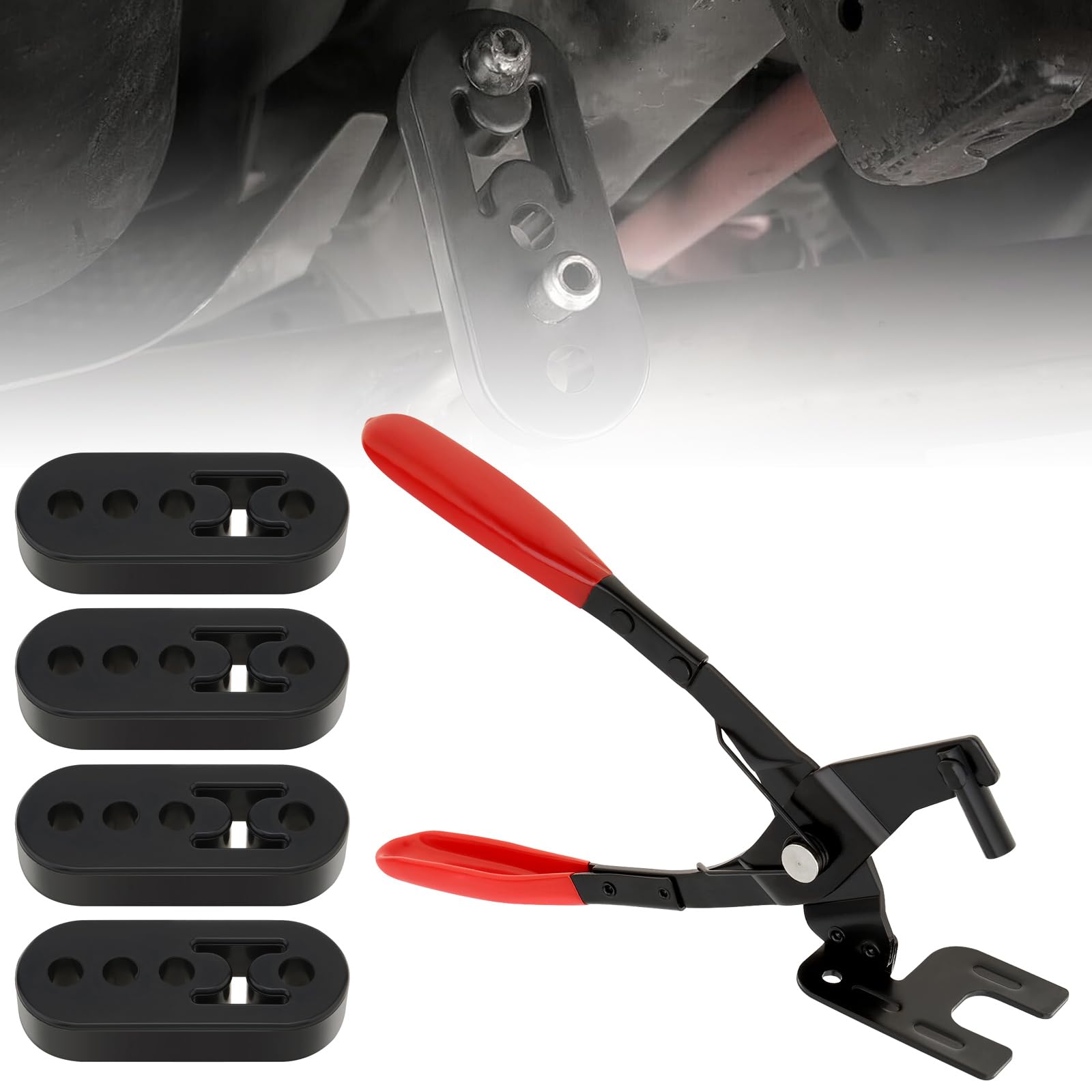Hanger Removal Pliers for Muffler Systems, Rubber Bracket Separation Tool with 4 Hole Hanger Kit - Universal Fit for All Vehicle Rubber Hangers