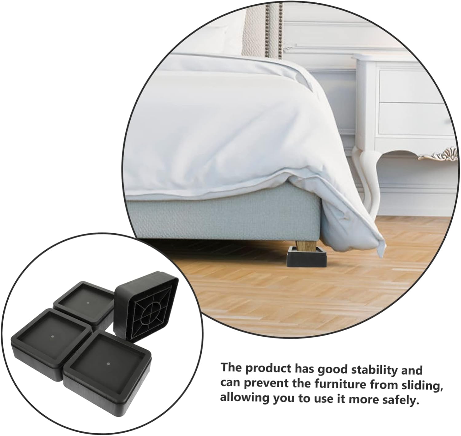 4pcs Furniture Pads Bed Desk Risers Non-Slip for Couch Office Dorm Bed Risers