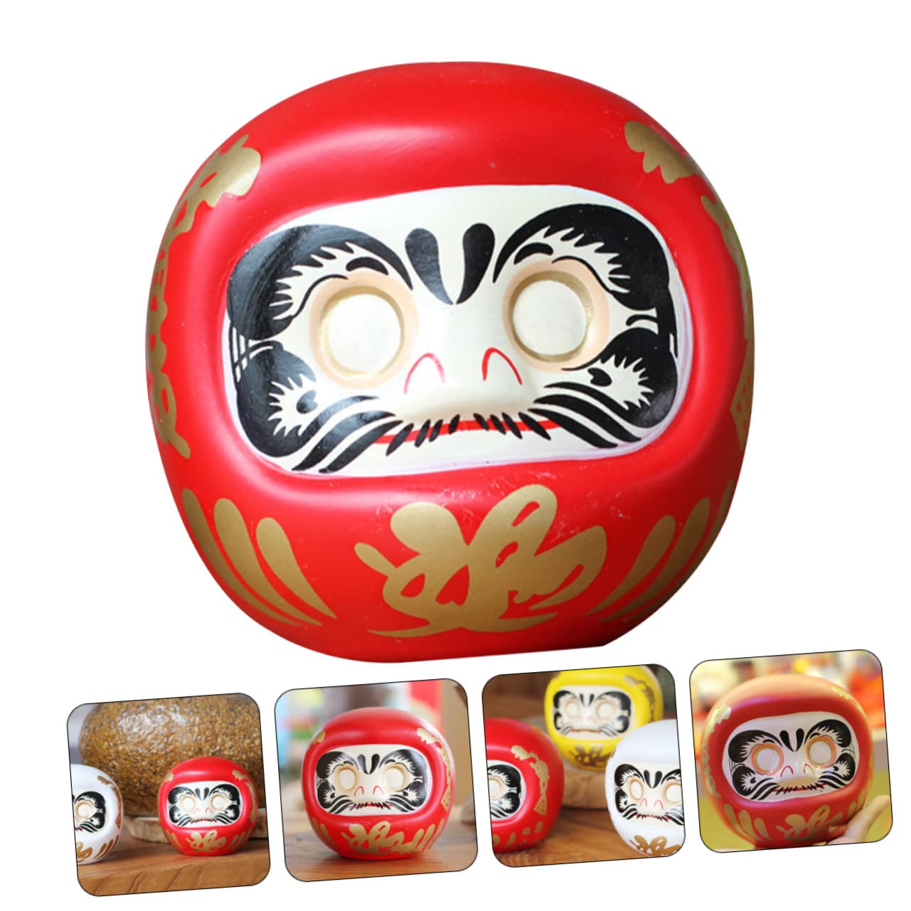 Salvadanaio Giapponese Daruma in Ceramica Rosso da Tavolo