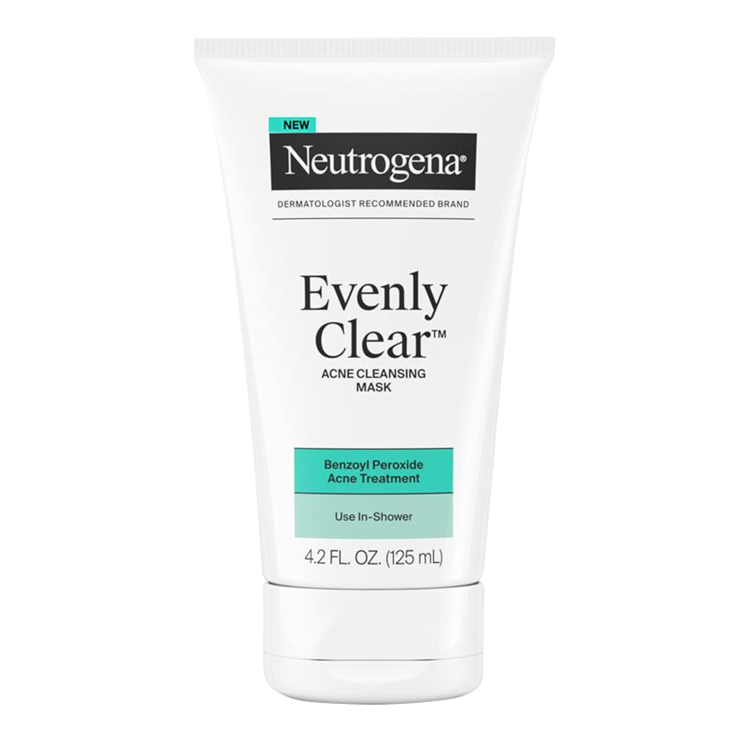 Neutrogena Evenly Clear Acne Cleansing Face Mask with 3.5% Benzoyl Peroxide Treats Breakouts & Bentonite Clay, Purifying Clay Mask Absorbs Oil to Visibly Improve the look of Skin, 4.2 fl. oz