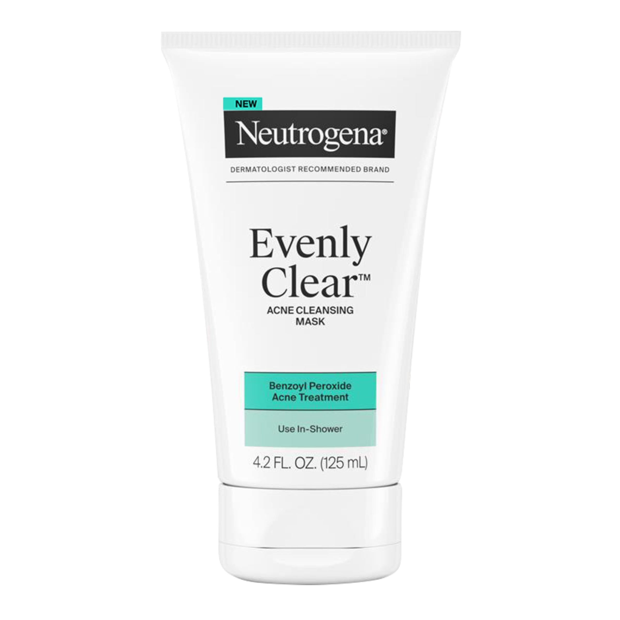 Neutrogena Evenly Clear Acne Cleansing Face Mask with 3.5% Benzoyl Peroxide Treats Breakouts & Bentonite Clay, Purifying Clay Mask Absorbs Oil to
