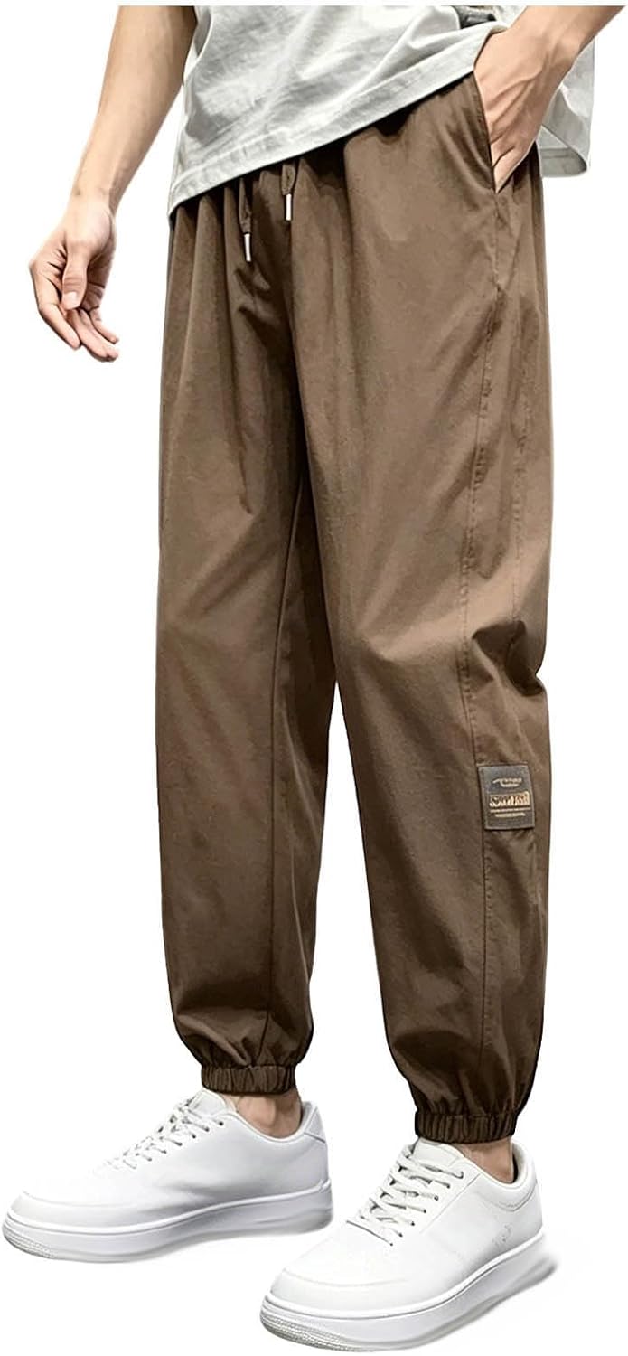 Men's Cargo Jogger Pants Drawstring Waist Elastic Sweatpants