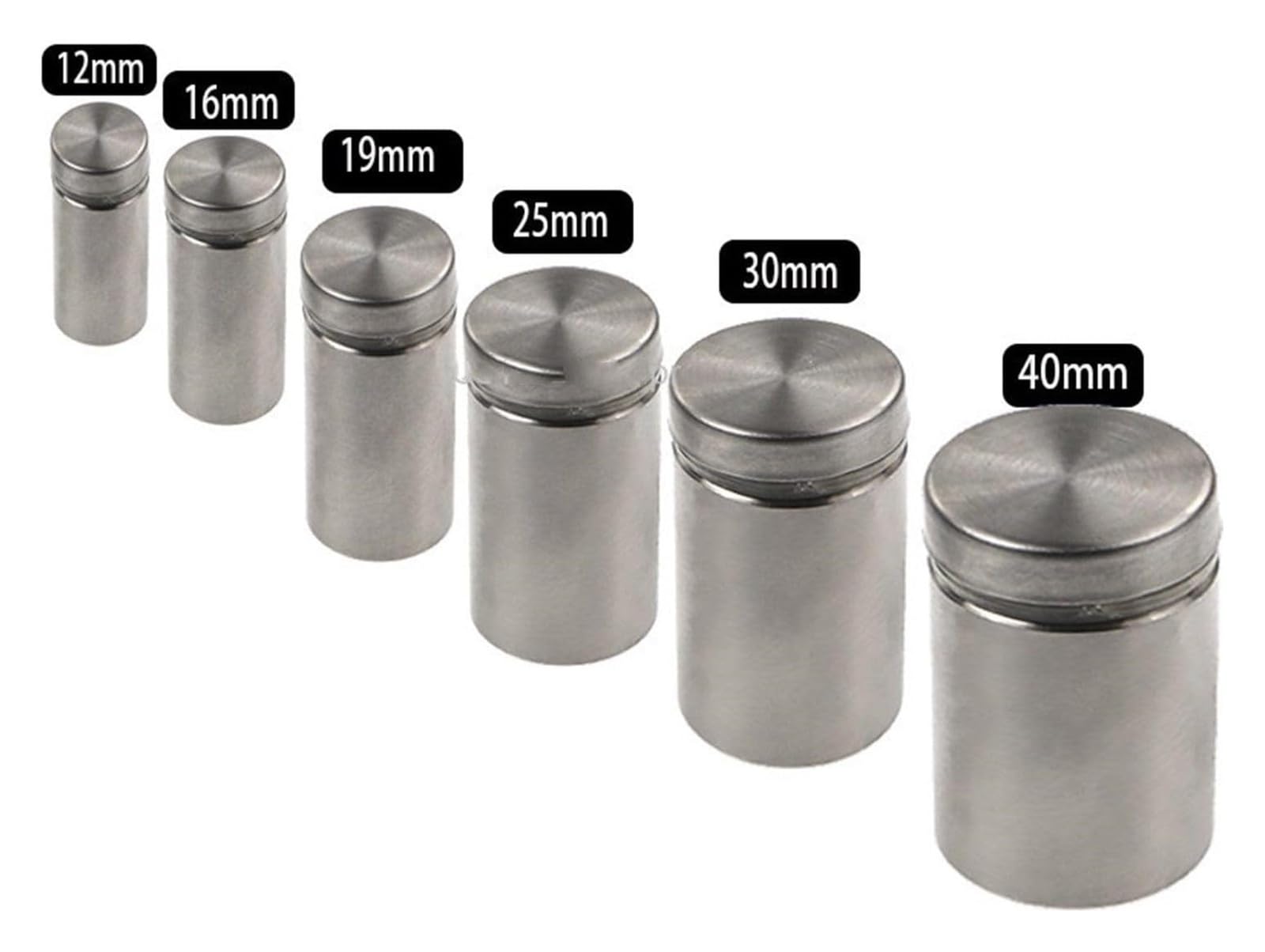 Mocowania dystansowe ze stali nierdzewnej | Srebrny, 12x(20-100)mm, Do szkła Akrylowe Znaki Billboardy Lustra Ramki: 10 szt.(12x40mm)