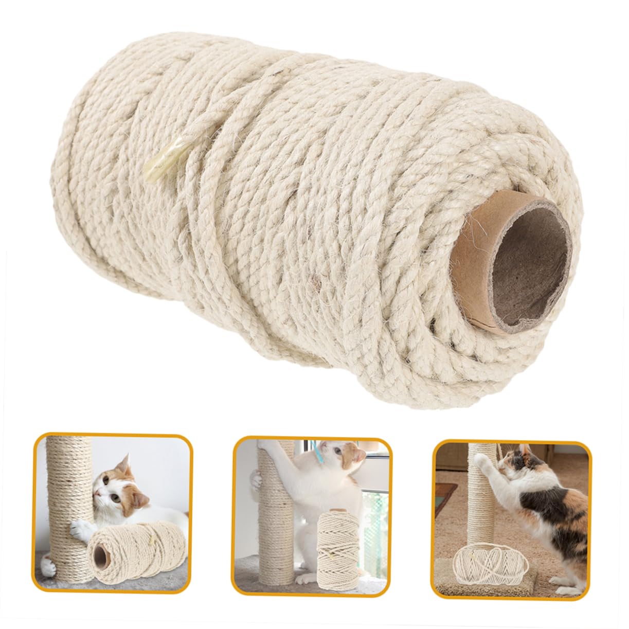 1rollo Cuerda De Sisal para Rascadores De Gatos Cuerda Resistente y Decorativa para Árbol Rascador para Manualidades y Reparación De Postes De Rascado