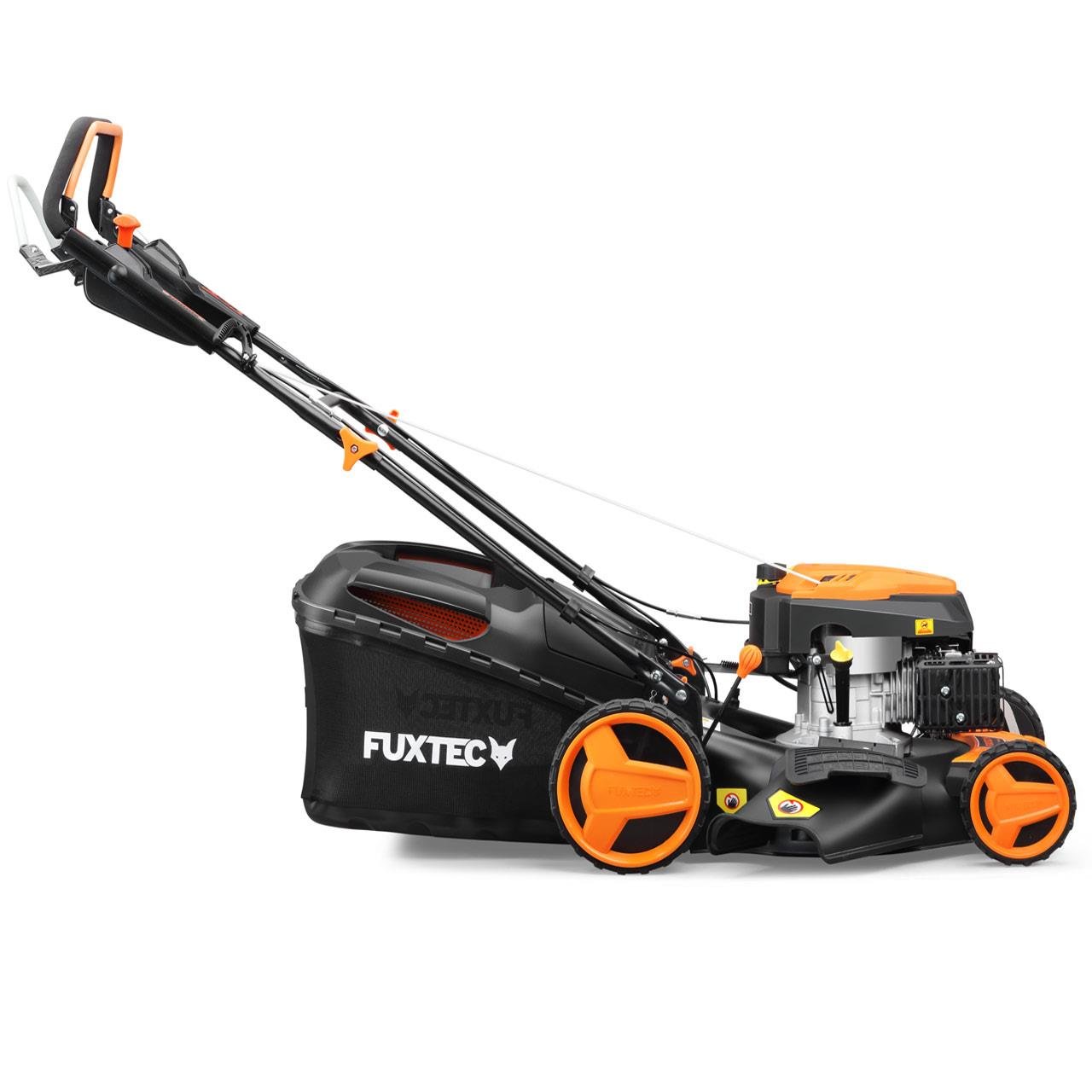 Kosiarka spalinowa FUXTEC 4w1 FX-RM5196PRO, 6 KM / 4,4 kW, szer. koszenia 51 cm, elastyczny naped, 4-suwowa, regulacja 25–75 mm, kosz 60 l, mulczowanie i wyrzut boczny