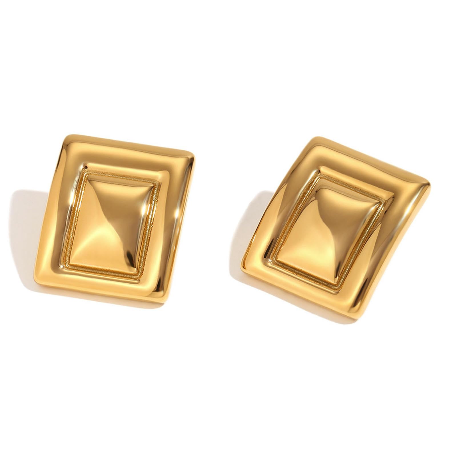 WBDWWTD Orecchini Geometrici in Acciaio Inossidabile Placcato Oro 18 carati rettangolari Minimalista Orecchini a Bottone per Donne Regalo Quotidiano per Feste