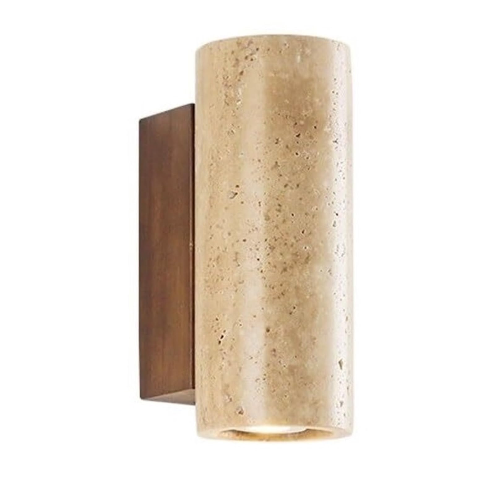 KHUKHU Natural Yellow Travertine LED Wall Lights Japanese Wabi-sabi Style Black Walnut Lamp Base Wall Sconces Bedroom Bedside Aisle Living Room Backdrop Decorative Wall Light Fixtures