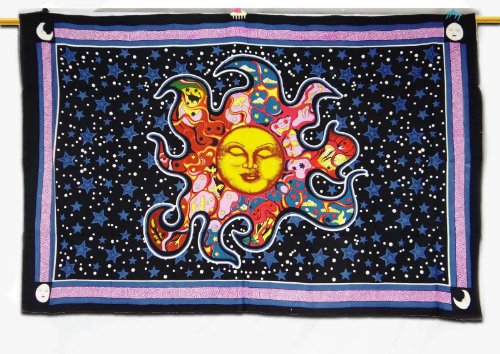 Hippie Cotton Tapestry Sun Printed Wall Home Décor Art Large Bed Cover Gift Art 83" X 54" #TOP18