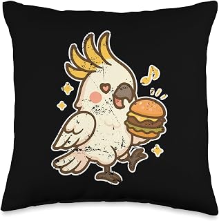 Cockatoo Burger Groove Cartoon Throw Pillow