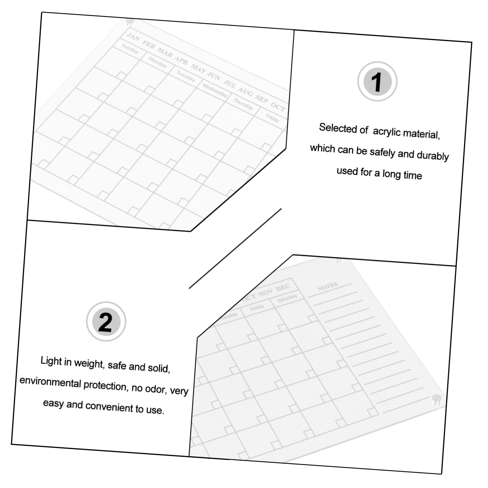Lurrose 4 Stück Trocken Abwischbare Acryltafel Trocken Abwischbarer Kalender Aus Acryl Trocken Abwischbarer Tafelkalender Magnetischer, Trocken Abwischbarer Kalender Magnetischer Kalender