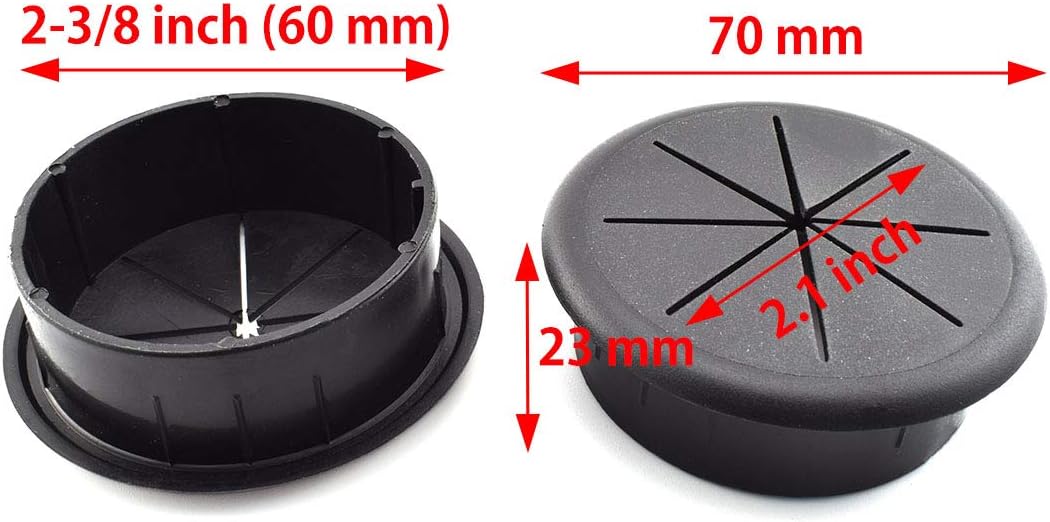 2-3/8 Inch Desk Grommet and Hole Saw Kit, OZXNO 5-Pack 60mm Flexible Desk Wire Cord Hole Cover with Matching Holesaw Drill Bits for Cable Organizer Wiring Management and Protection