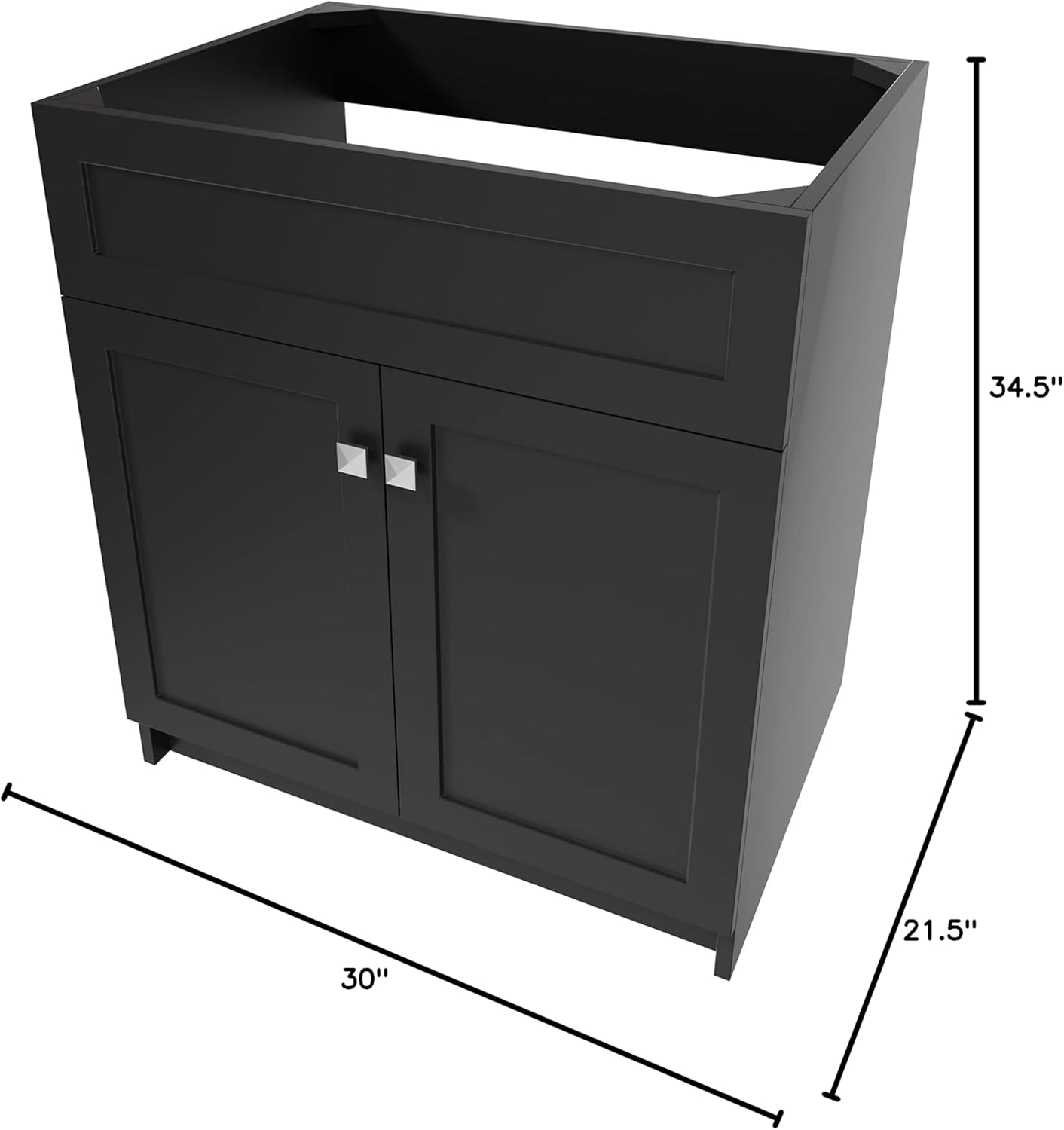 ARIEL Hamlet 30 in. Single Sink Base Cabinet in Black