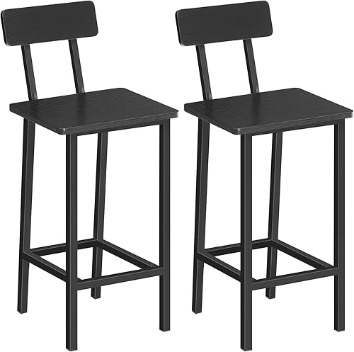 MAHANCRIS Taburetes de bar, juego de 2 sillas de bar con respaldo, taburetes de bar de cocina con reposapiés, taburetes de barra de mostrador de