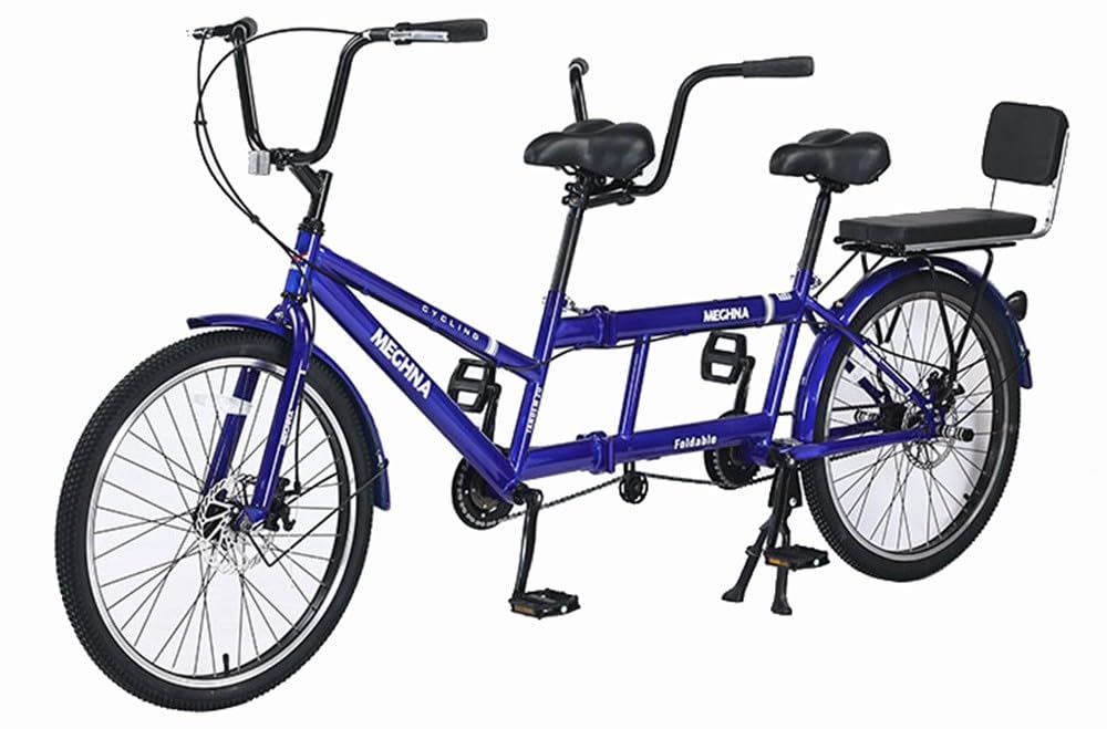 Klappbare Tandemfahrräder Beach Cruiser Fahrrad Für Erwachsene, Tandemfahrrad Mit 24 Zoll Rädern, Verstellbares Tandemfahrrad Cruiser Fahrrad A,24in