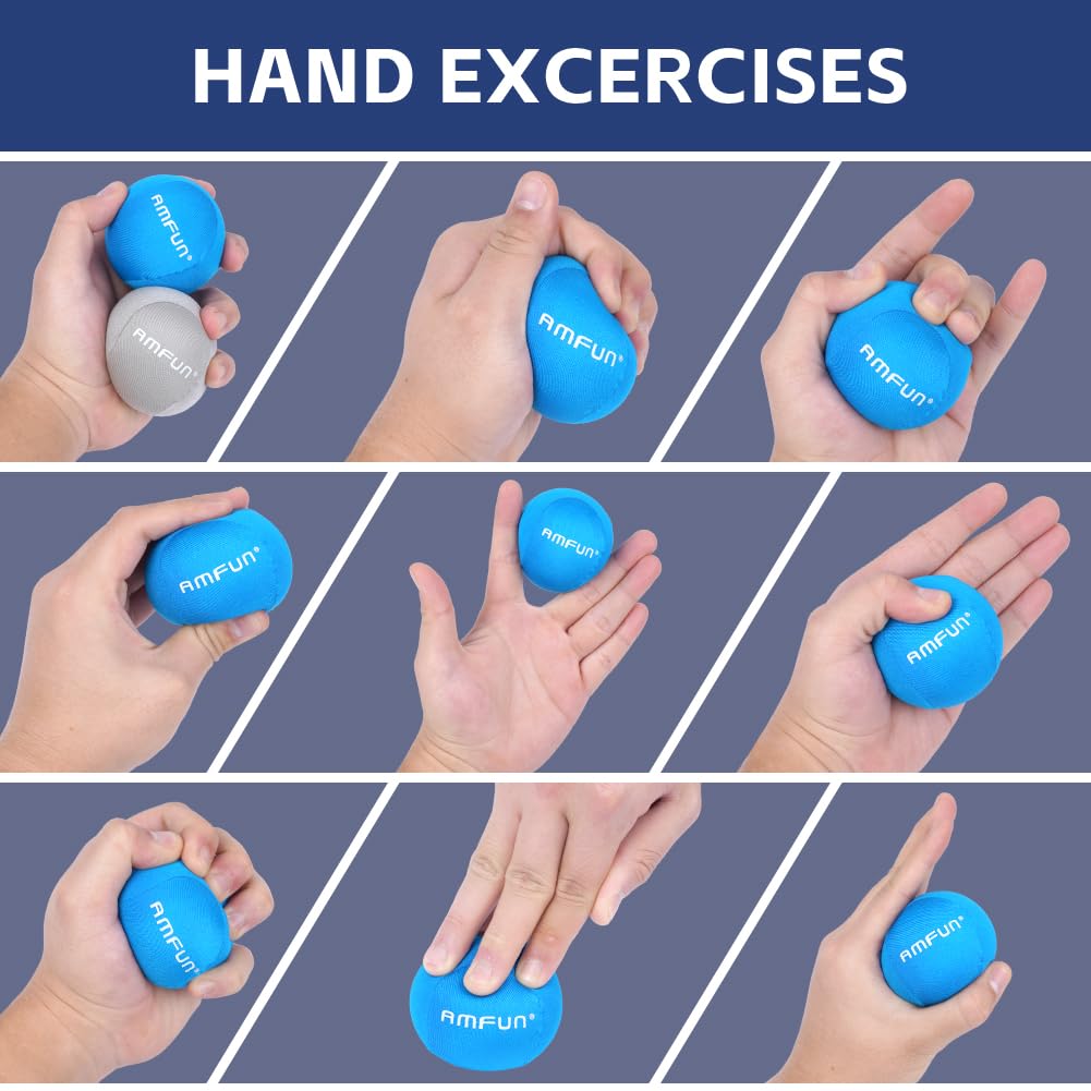 AMFUN Pallina Antistress Mano, Terapia Palline Palla per Riabilitazione, Terapeutiche Spremere Palle Dito Grip Uovo Gelper Riabilitazione Fisioterapia Esercizi