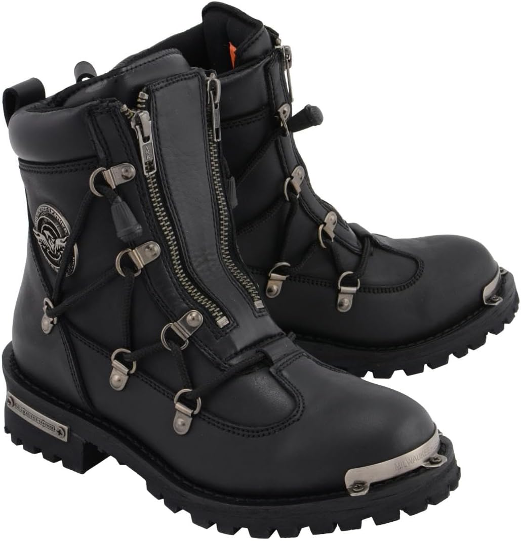 Milwaukee Leather Premium Black Leather Motorcycle Riding Boots for Women Collection MBL