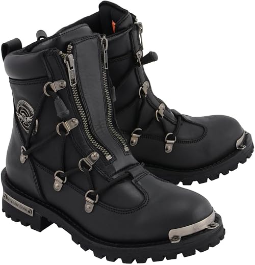 Milwaukee Leather Diamond Women's 6" Twin Zipper Lock Riding Boots (Black, Size 9)