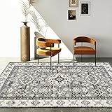 CHOSHOME Teppich Wohnzimmer 160x230CM Teppich Waschbar in Waschmaschine Teppiche Teppich Schlafzimmer Grau Boho Vintage Kurzflor Teppich Flauschiger In und Outdoor Teppiche rutschfest