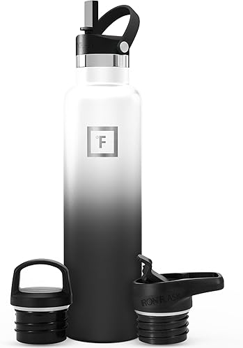 Miniatura 39 de IRON °FLASK Frasco de hidratación para acampar y senderismo con pajilla, botella de agua deportiva de acero inoxidable con aislamiento de boca Dark