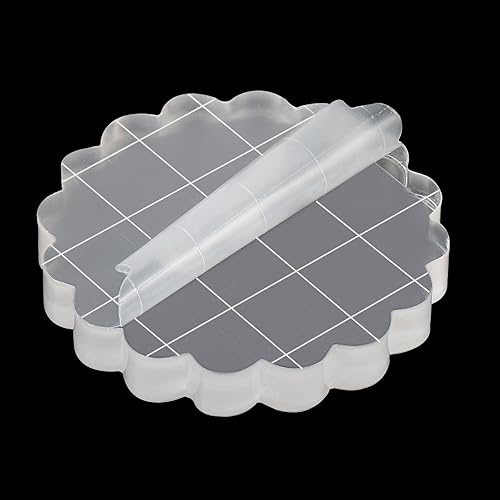 Miniatura 5 de PATIKIL Bloque de sello acrílico de 2 pulgadas, paquete de 2 bloques de estampado transparentes con líneas de cuadrícula, bloques de montaje
