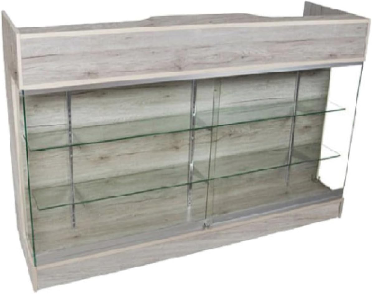 Barnwood Series Display Showcases and Retail Store Checkout Counters (Barnwood Ledge Counter with Glass Display, 6 Feet)