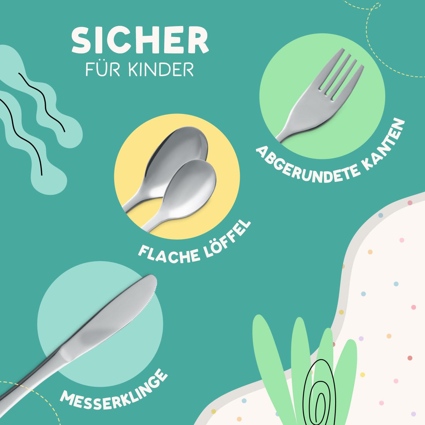 Maverton Kinderbesteck Set mit Gravur + Holzbox mit Aufdruck - mit Tieren - aus Edelstahl - Weihnachtsgeschenke - Braun - Geschenk für Mädchen zum Geburtstag zur Taufe Geburt - Kreuzchen