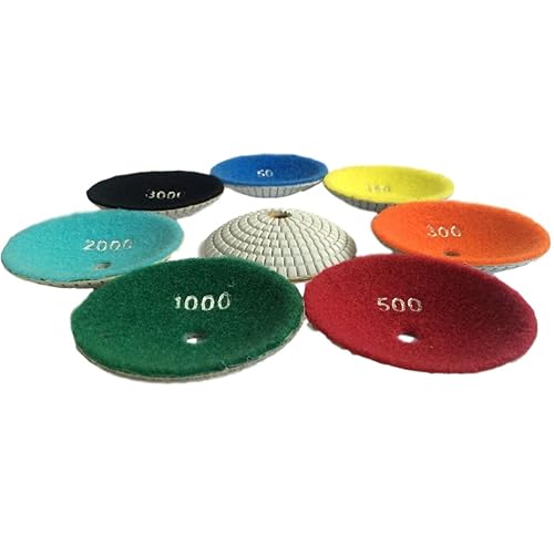 Miniatura 3 de Easy Light 7 Unids 4 "diamante húmedo convexo cóncavo pulido pulido almohadillas para granito mármol piedra arena 30-3000