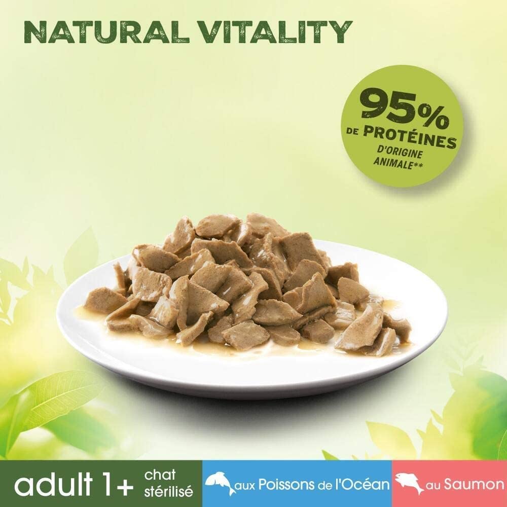 Perfect Fit Natural Vitality Sachets fraîcheur pour chats adultes stérilisés – Nourriture complète sans céréales - 12 unités 6X50g : 72 sachets