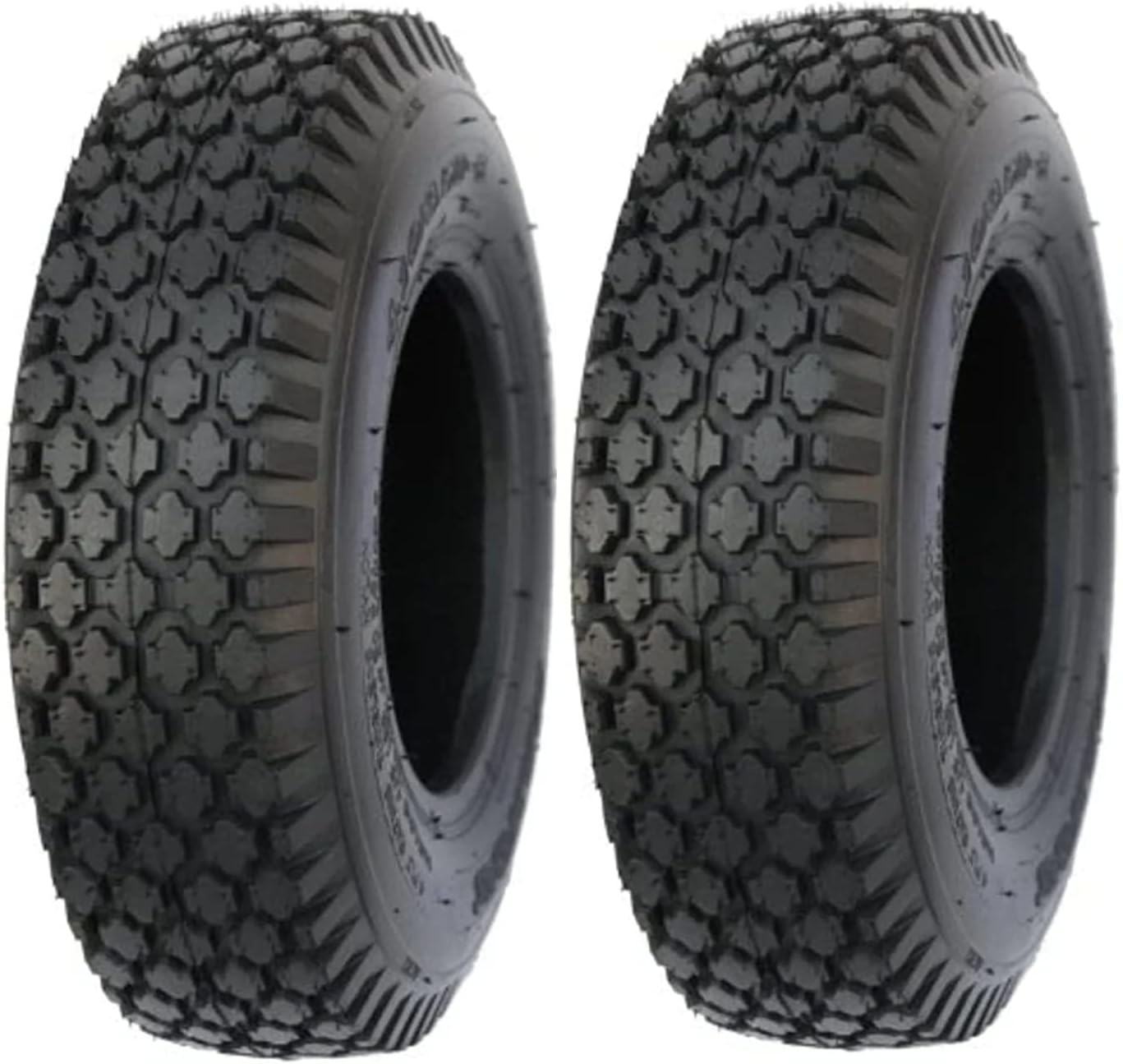 (Two) 4.10/3.50-6 4.10/3.50x6 410/350-6 Stud Tubeless 4 Pr Heavy Duty, Tubeless 4 Pr Heavy Duty Tires - Perfect for Lawn Mowers, Garden Carts, and Utility Applications