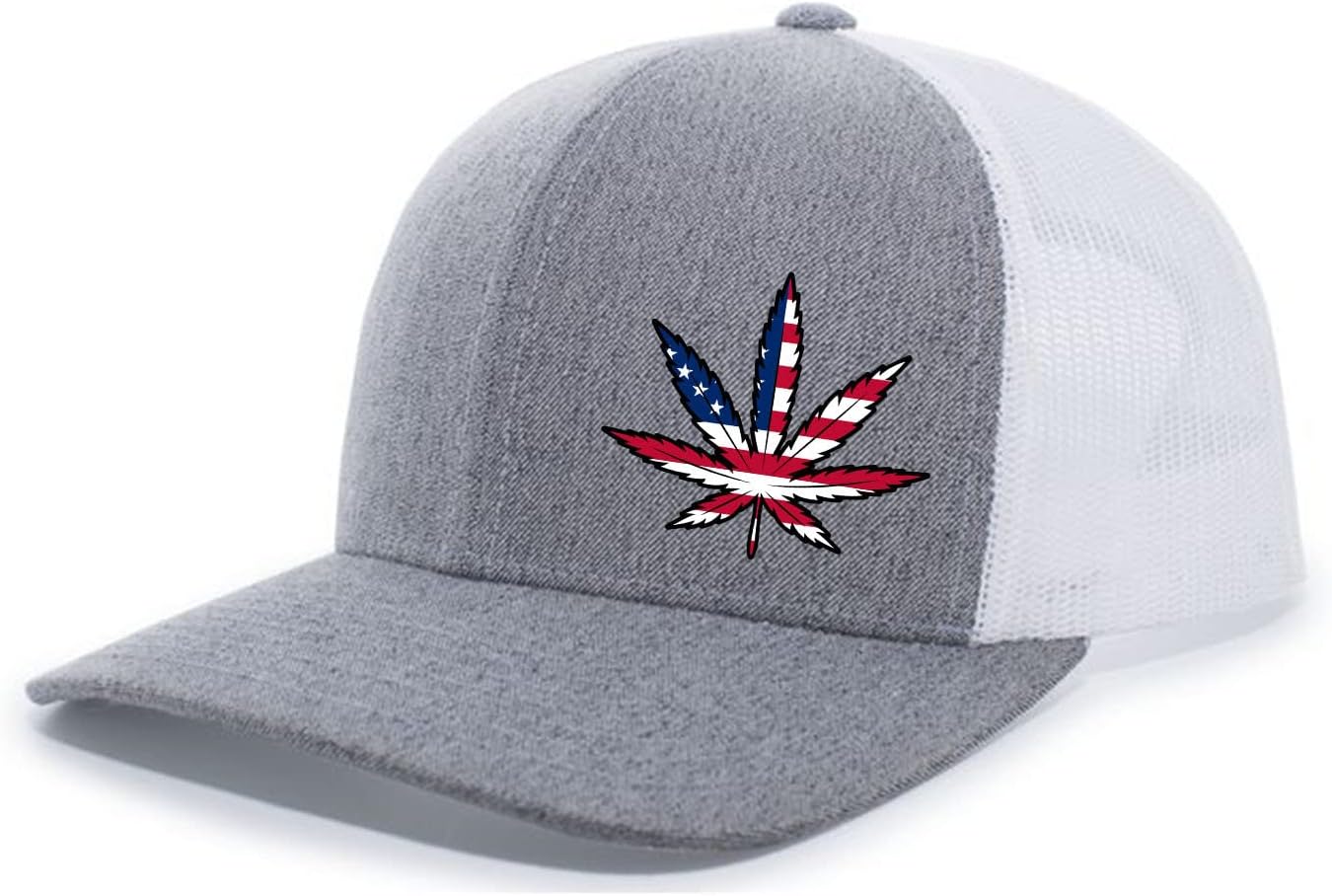 Pot Leaf American Flag Filled Marijuana Cannabis Men's Mesh Back Trucker Hat Baseball Cap