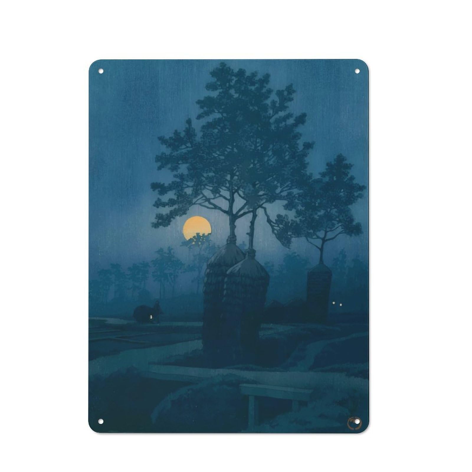 Junmoney Full Moon At Gamo Vintage Tin Sign 40X30cm For Guest Room Or Hallway, Suited To Home Decor Collectors