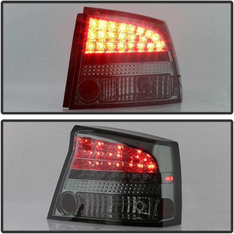 ACANII - For 2009-2010 Dodge Charger Smoked LED Tail Lights Brake Lamps Pair Set Replacement Driver & Passenger Side