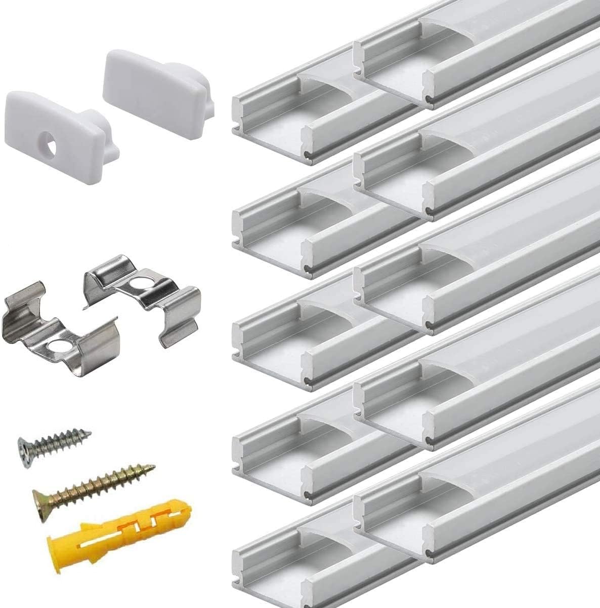 hunhun 10-Pack 6.6ft/ 2Meter Plus-Size U Shape LED Aluminum Channel ...