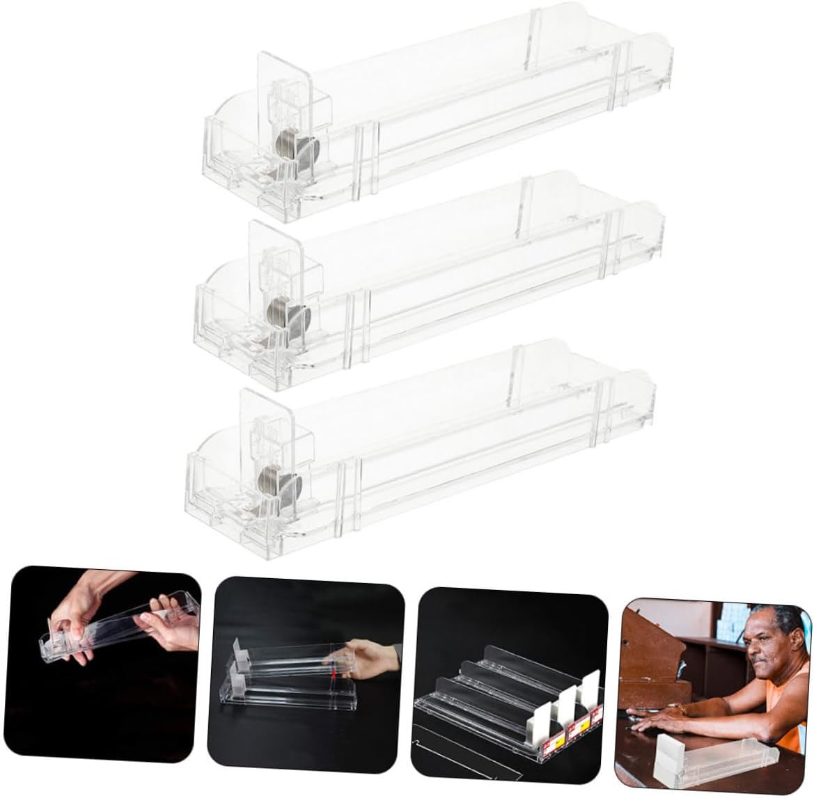 NOLITOY 3pcs Automatic Cigarette Display Rack Transparent Design Space-Saving Cigarette Pusher Stand for Efficient Organization Supermarkets and Shops