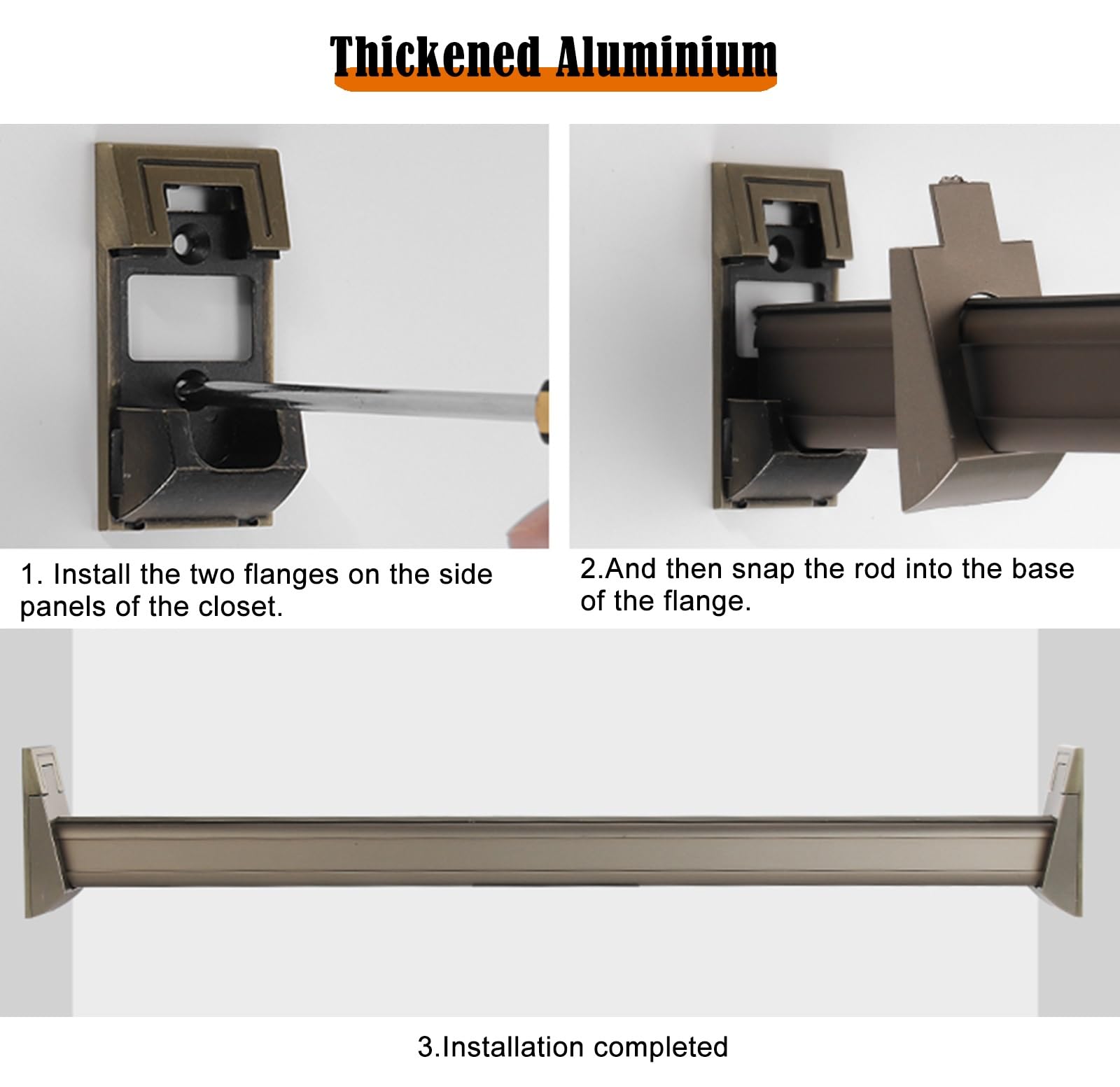 Kleiderstange Schrank Quadratische robuste Schrankstange, Garderobenstange aus Aluminiumlegierung for Schrank-Kleiderstange, 15 22 50 65 70 Zoll Schrank-Handlaufstangen for Schuhschrank, Schrank, Büch