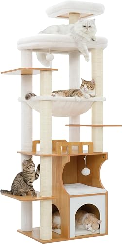 Gitelsnour Cat Tree, 187cm Wood Cat Tower for Large Cats …
