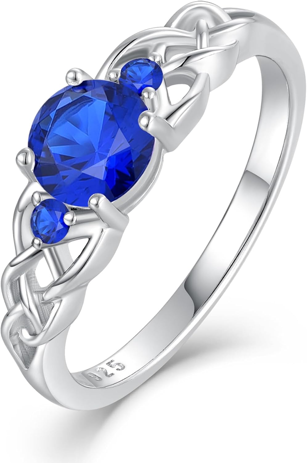 STARCHENIE Celtic Knot Ring for Women 925 Sterling Silver 3-Stone Promise Ring Size 5-10
