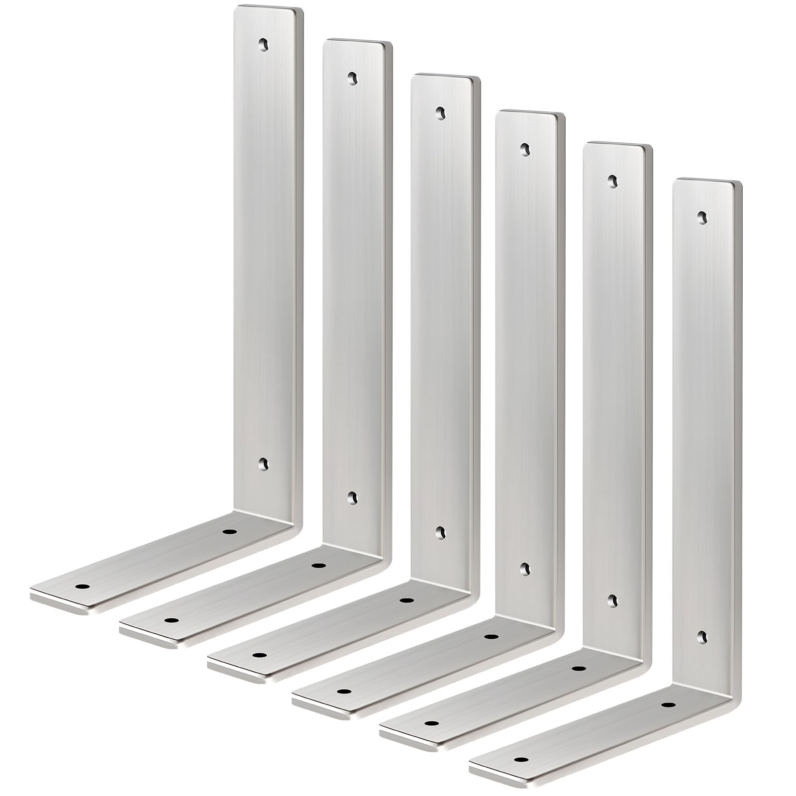 Photo 1 of Floating Shelf Bracket Stainless Steel 10 Inch, 6 Pack Heavy Duty Shelf Brackets, Wall Shelf Bracket for DIY Decorative with Mounting Hardware