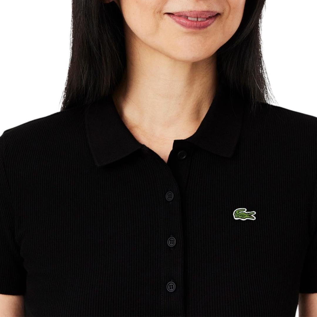 Lacoste Womens L.12.d Short Sleeve Slim Fit Green Croc Polo - Image 3