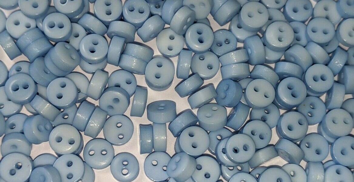 celloexpress 6mm Mini Doll Buttons for Dolls & Soft Toys Clothes - Assorted Colours & Designs (Pack of 2000, 6mm, Circles - Baby Blue)