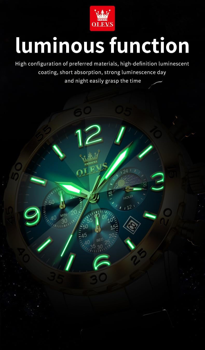 OLEVS Watch for Men Simple Business Dress Analog Stainless Steel Waterproof Luminous Date Easy Read Men Wrsit Watch - Image 4