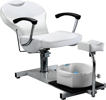 Pedicure Chair with Hydraulic Pump Adjustable Footrest Foot Spa Massage Chair for Home, Salon White
