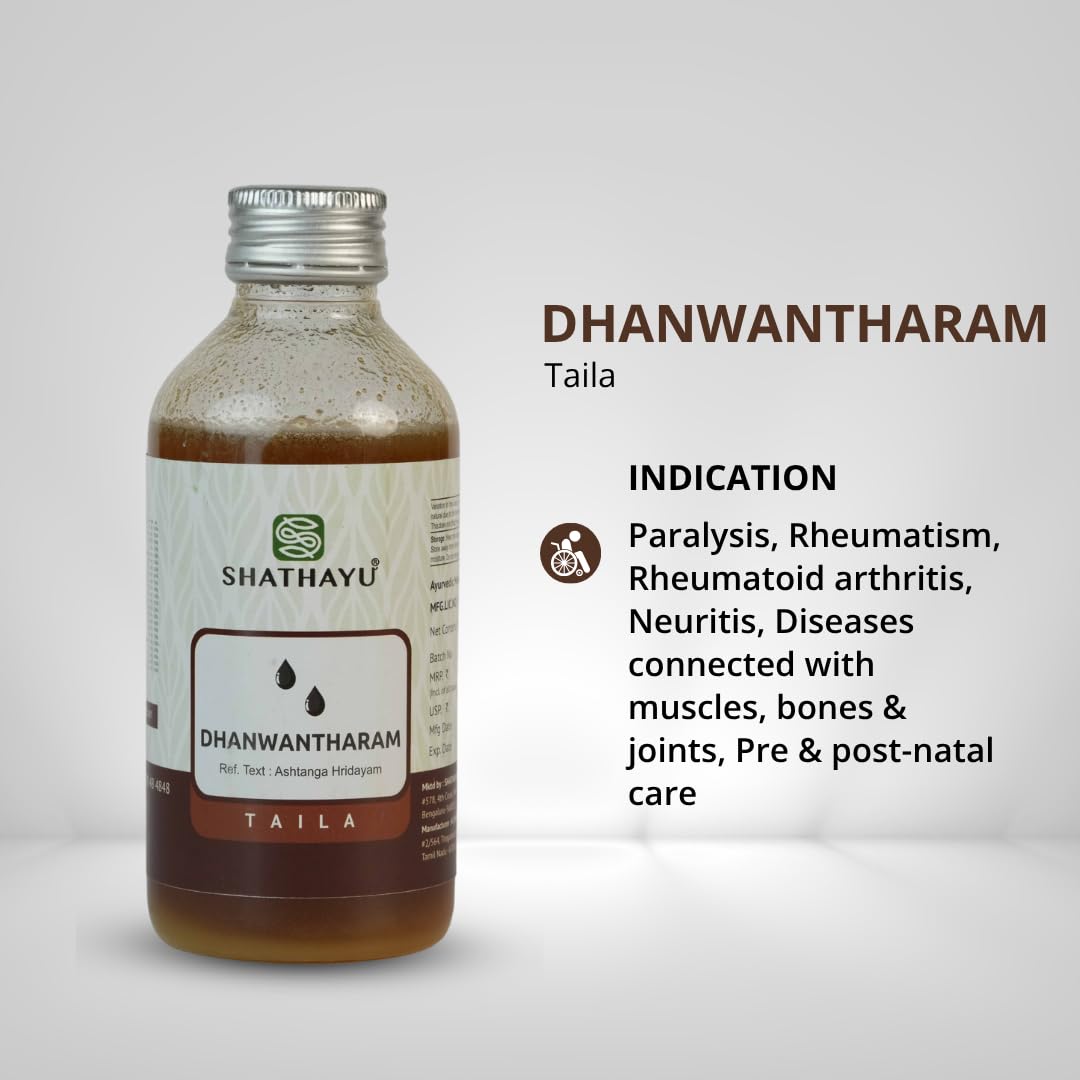 SHATHAYU Dhanwantaram Tailam - Ayurvedic Oil for Overall Wellness, Strength & Pain Relief - Traditional Formula, Gentle & Effective 200 ml 2