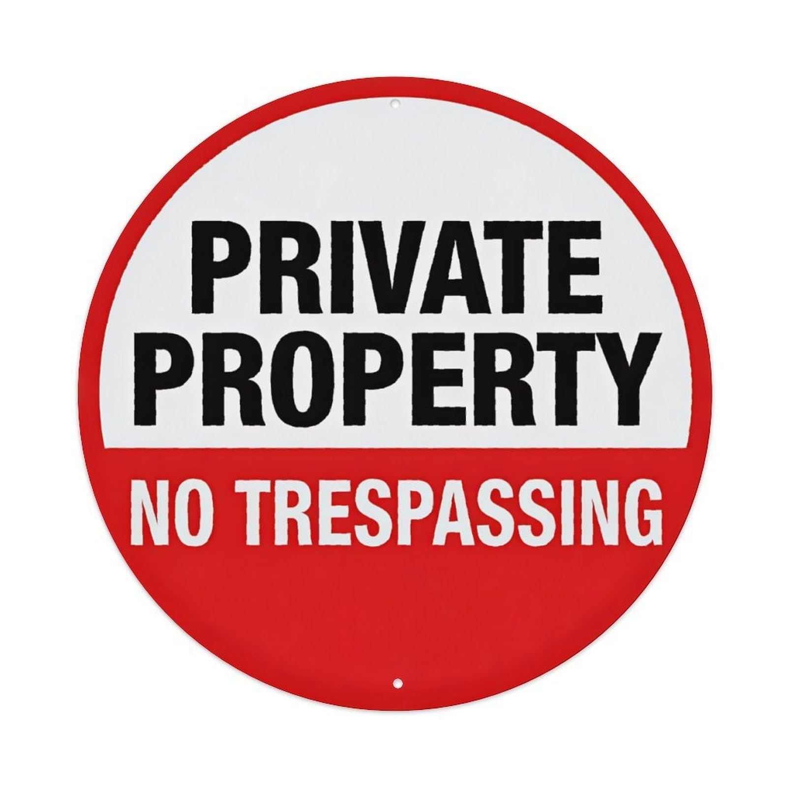 Private Property No Trespassing Warning Decor Plaque Vintage Aluminium Metal Sign, Retro Wall Decor for Home, Bar, Garage & Farmhouse 20x20cm