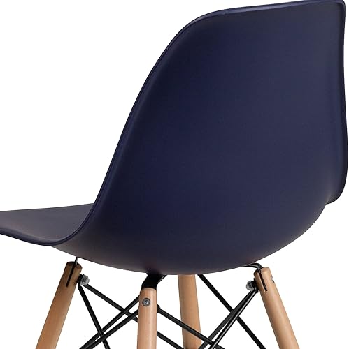 Miniatura 69 de Flash Furniture - Paquete de 2 sillas Elon Series de plástico negro con patas de madera Negro -,Gris (Moss