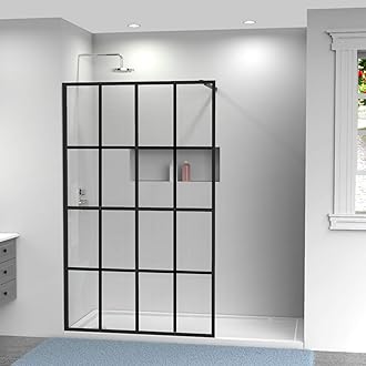 Goodyo 46" X 72" Shower Door Clear Tempered Glass Framed Shower Screen Walk-in Black Finish